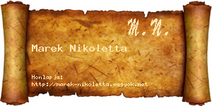 Marek Nikoletta névjegykártya